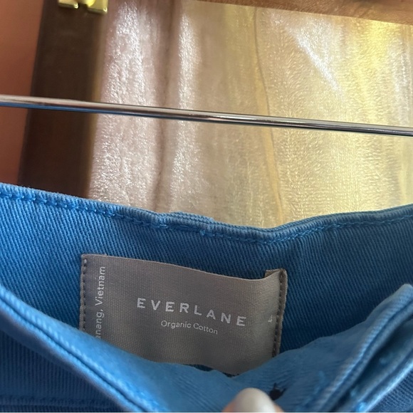 Everlane The Organic Straight-Leg Pant Cropped Blue Double Button NEW Size 4 - Picture 4 of 9